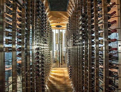 Large Metal and Glass Wine Cellar