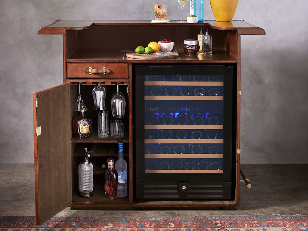 Leather Wine Bar with Cooler