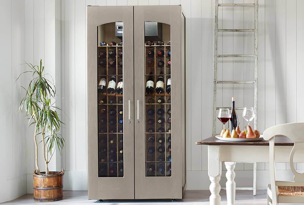 Refrigerated wine cabinet storing red wines in ideal storage conditions