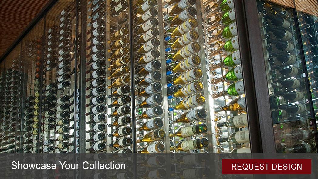 Contemporary custom built metallic wine cellar.