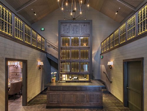 Illuminated Display Wine Cellar in Winery