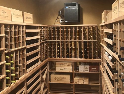 Small Custom Wine Room With Traditional Racking