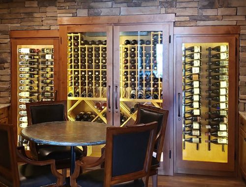 Built-in Custom Wine Cabinet With Illuminated Interior