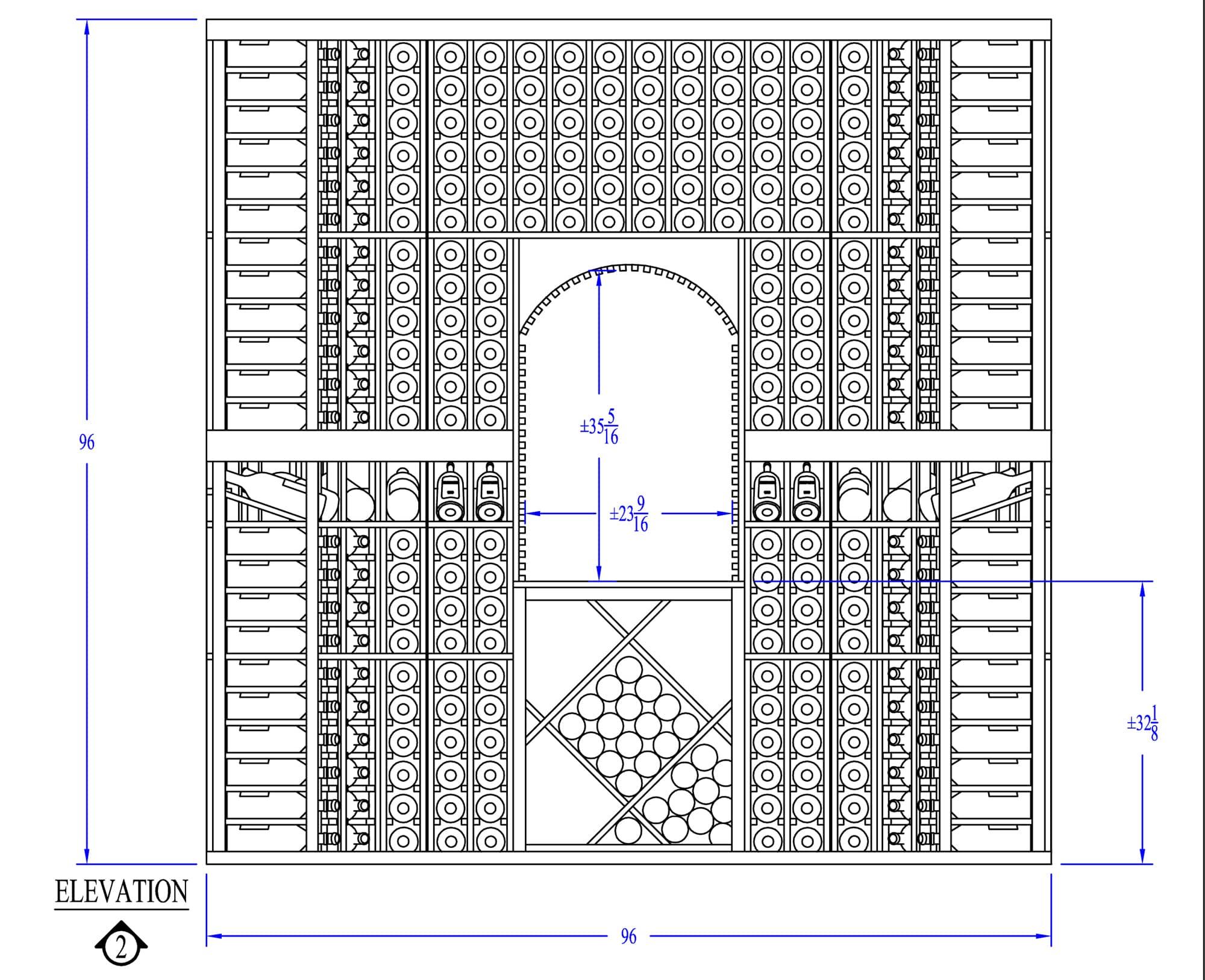 Type 2 Adjustable Height Wine Cellar Design