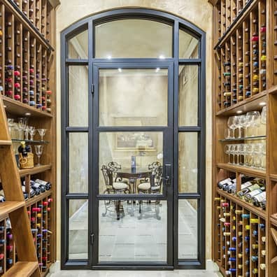 Beautiful Wood Rack Wine Cellar with Window