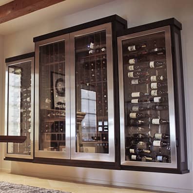 Glass-front Wine Cabinet with Stainless Detailing