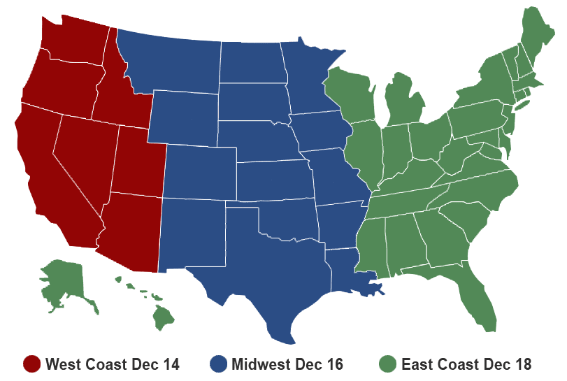 Map of Geographic Areas for Holiday Shipping