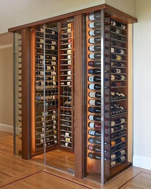 Beautiful wood wine cellar in Tiburon, California