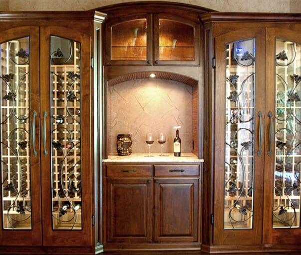 Beautiful wood wine cellar in Tiburon, California