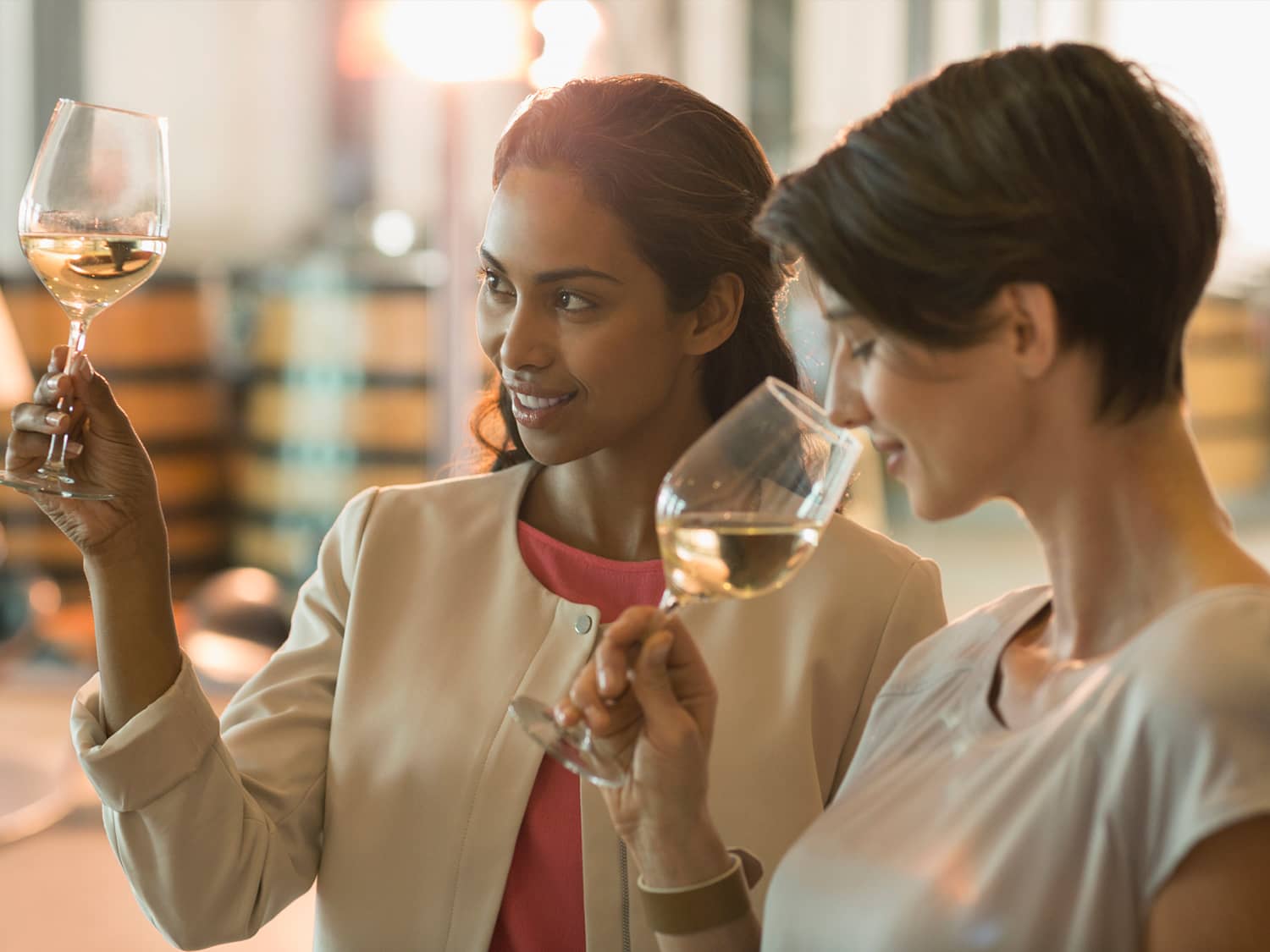 Women shopping for wine