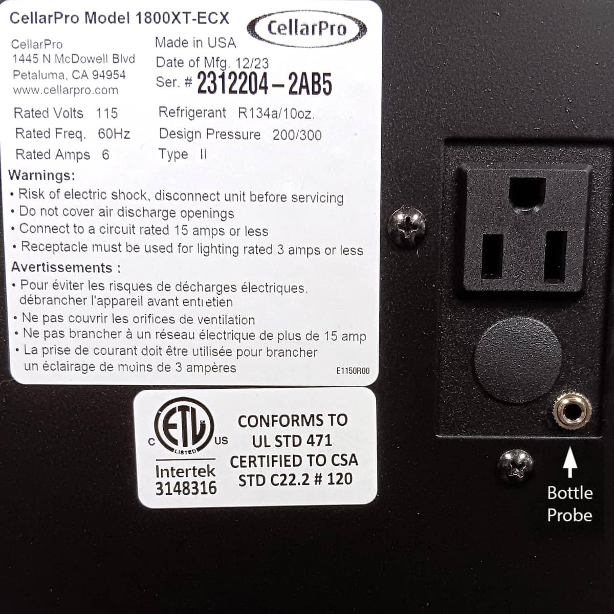 CellarPro 1800XT-ECX Cooling Unit #1086 | IWA Wine