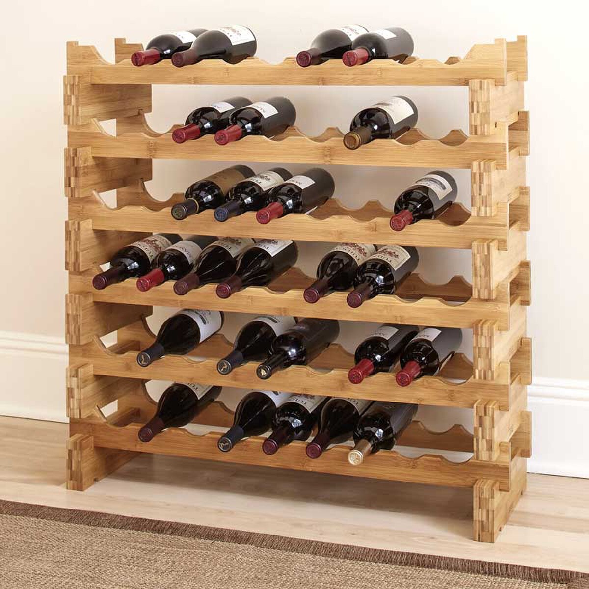 Oceanstar 18-Bottle Stackable Bamboo Wine Rack