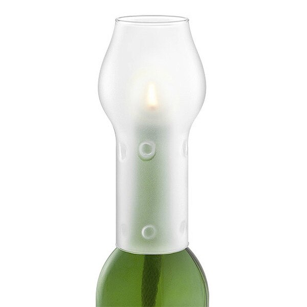 Frosted Glass Chimney + Black Ceramic Candle 34260 IWA Wine Accessories