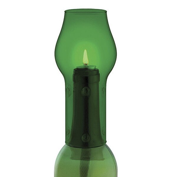 Green Glass Chimney + Black Ceramic Candle 34320 IWA Wine Accessories