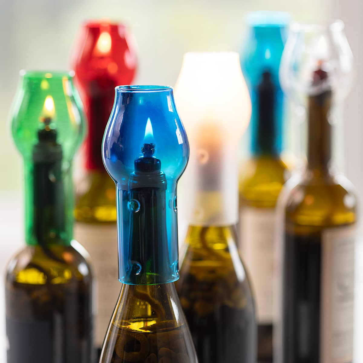 Green Glass Chimney + Black Ceramic Candle #34320 | IWA Wine