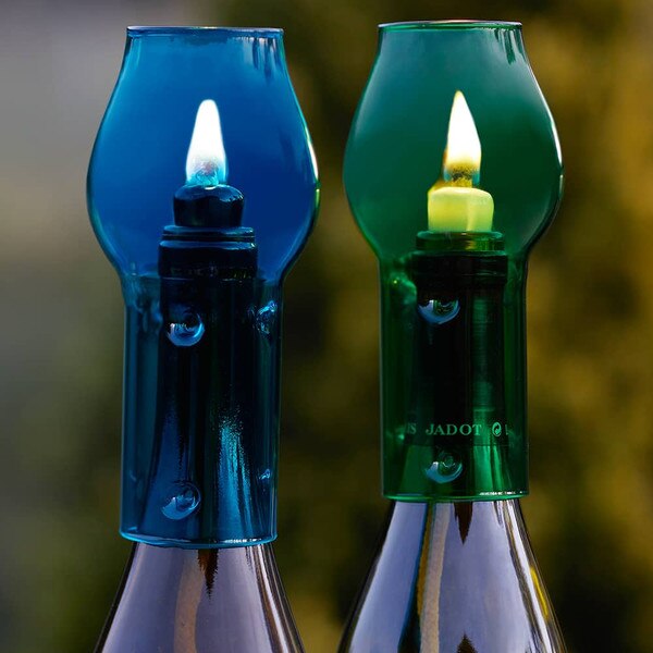 Green Glass Chimney + Black Ceramic Candle 34320 IWA Wine Accessories