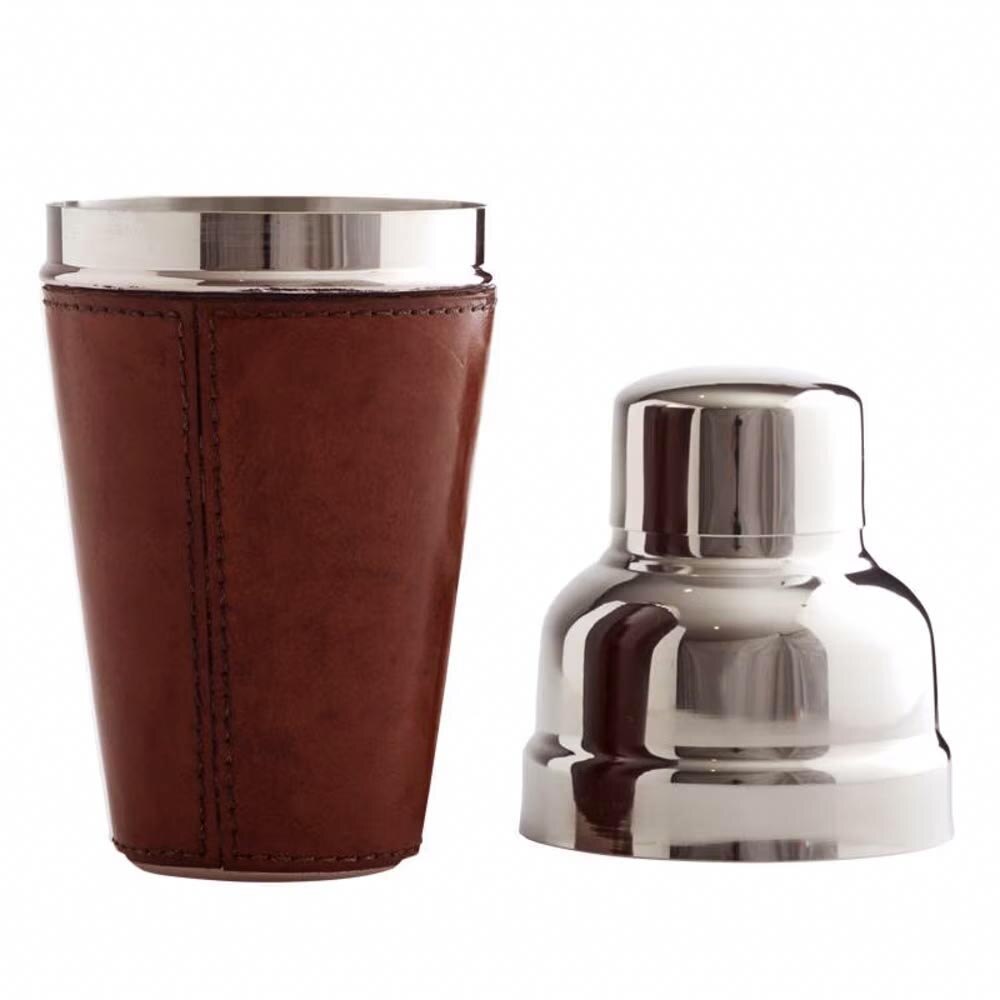 Leather Cocktail Shaker Brown 19oz #25674 | IWA Wine