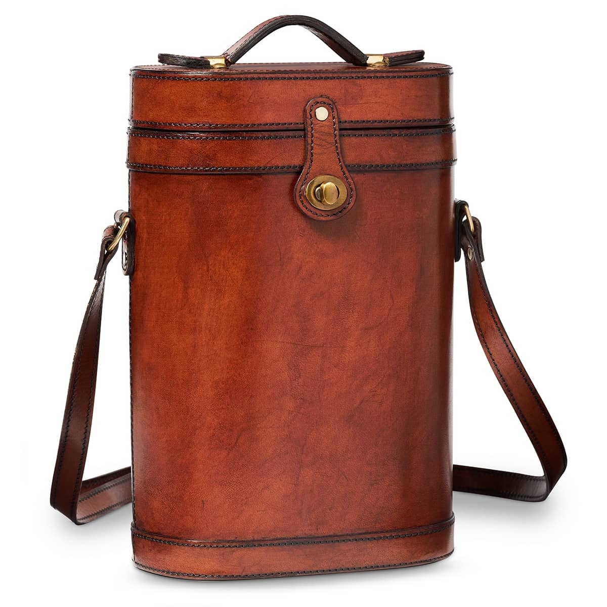 Leather Wine Carrier 2 Bottle Brown #36458