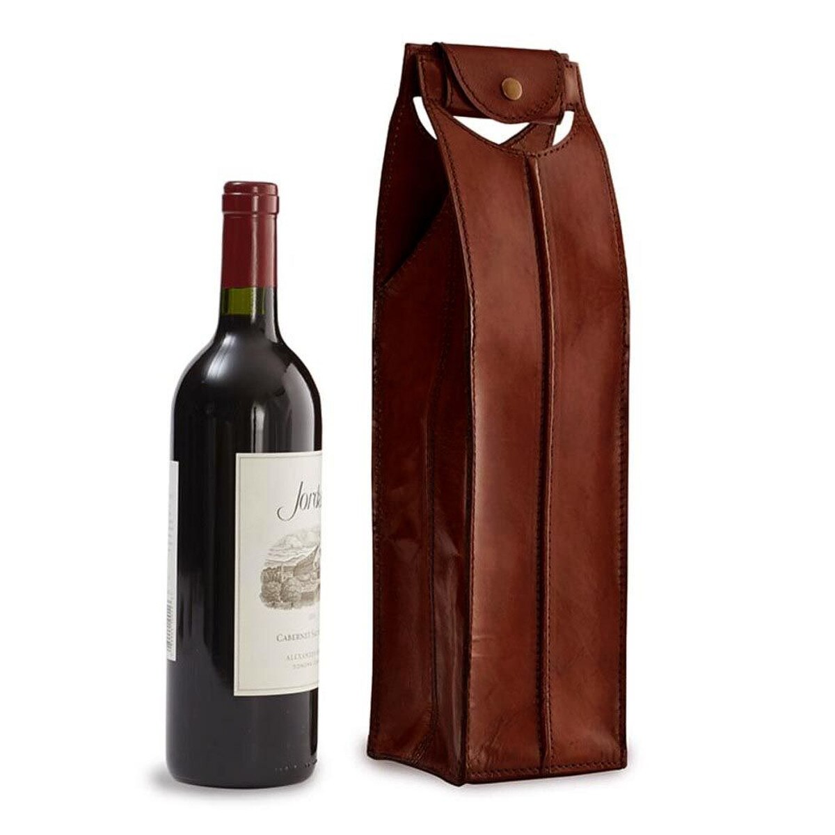 Leather Wine Bag Brown 1 Bottle #25680