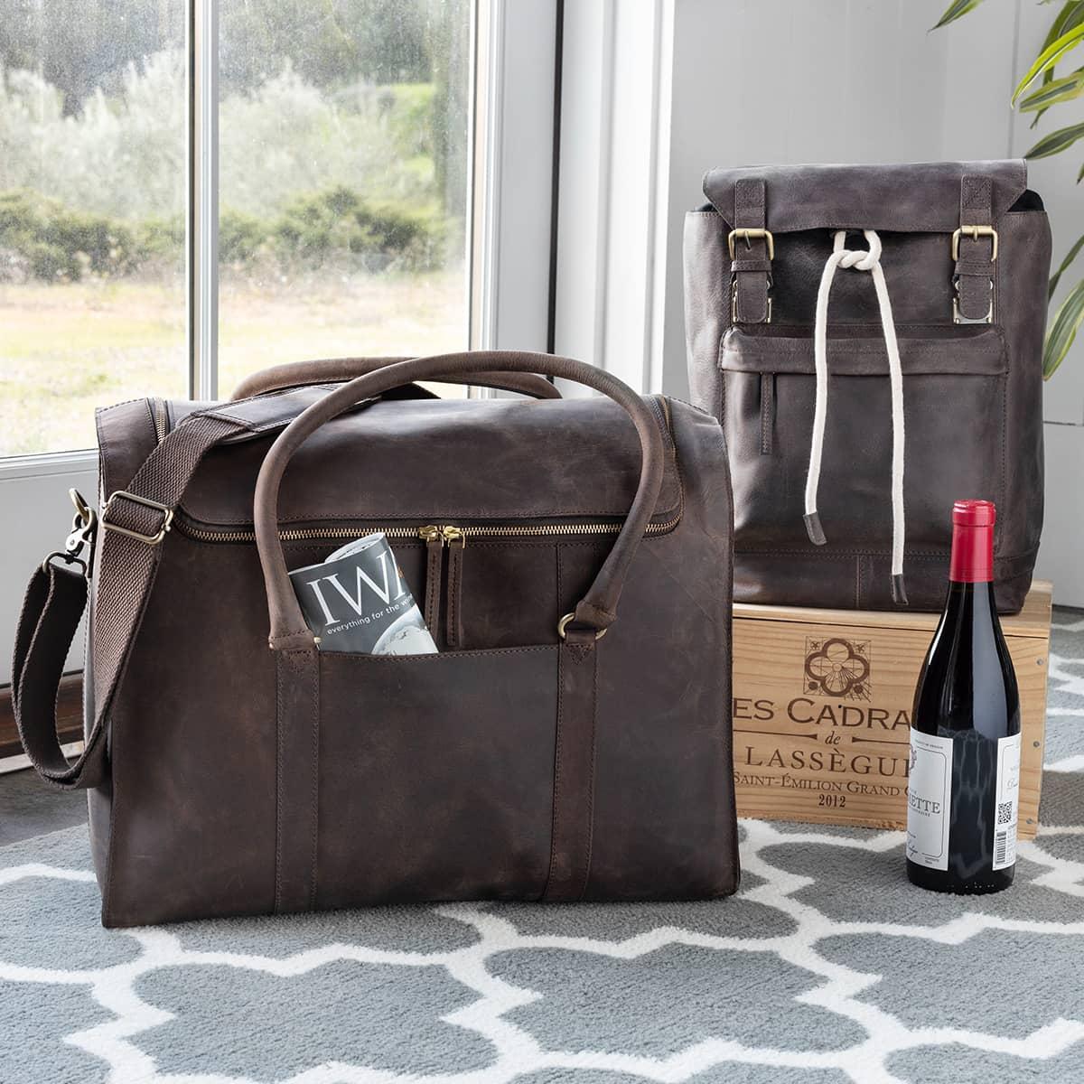 6 bottle leather wine bag 2025