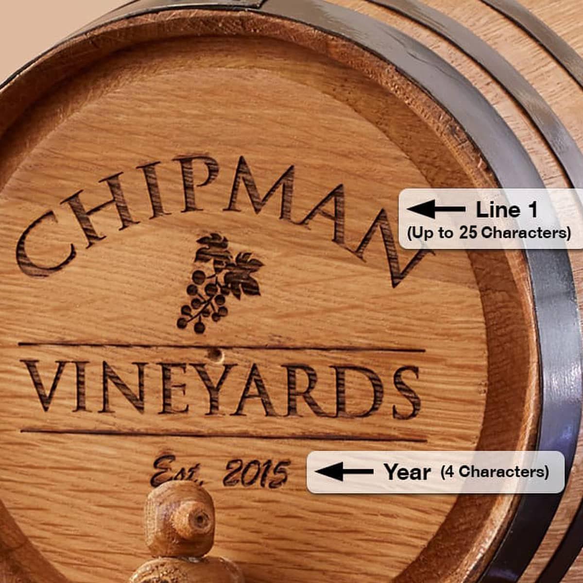 Laser Etched Oak Wine Barrel #36948 | IWA Wine