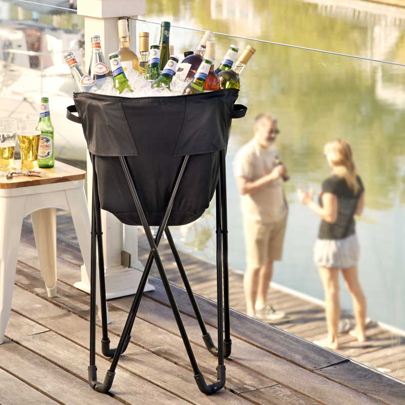 Folding Upright Cooler Black #60-079 | IWA Wine