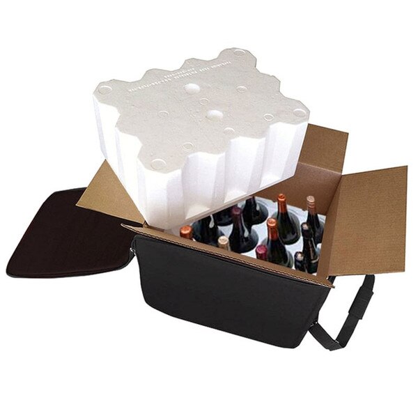 12 Bottle Styrofoam Wine Shipper with Cardboard Shipping Box