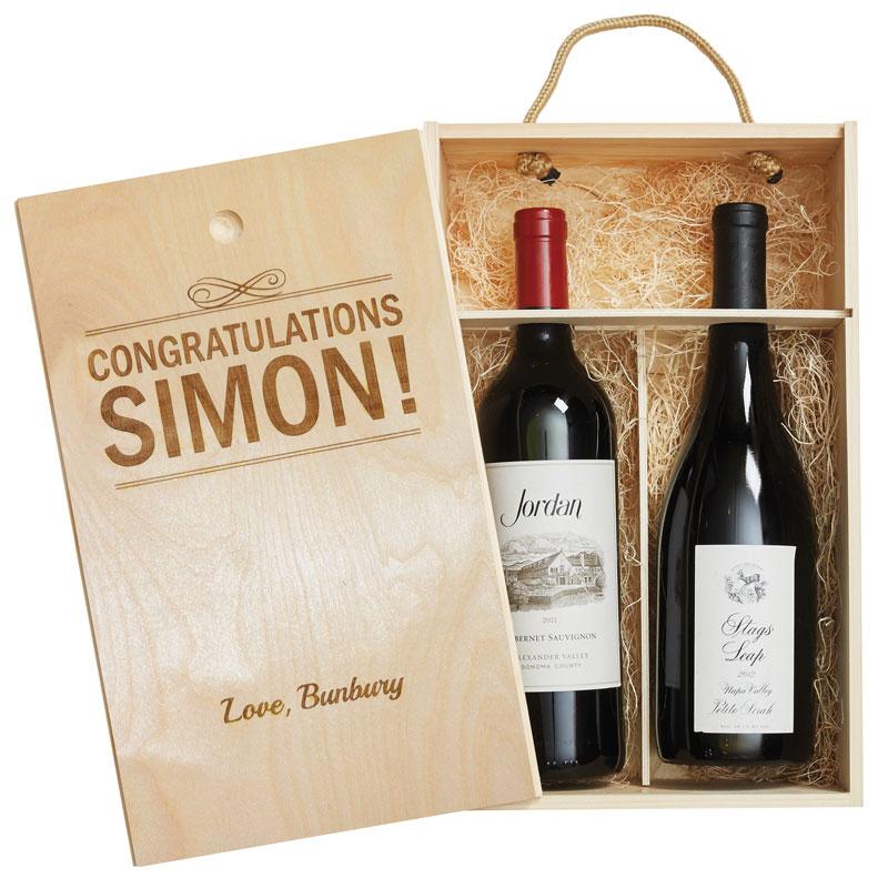 Laser Etched Wood Gift Box #27281 | IWA Wine