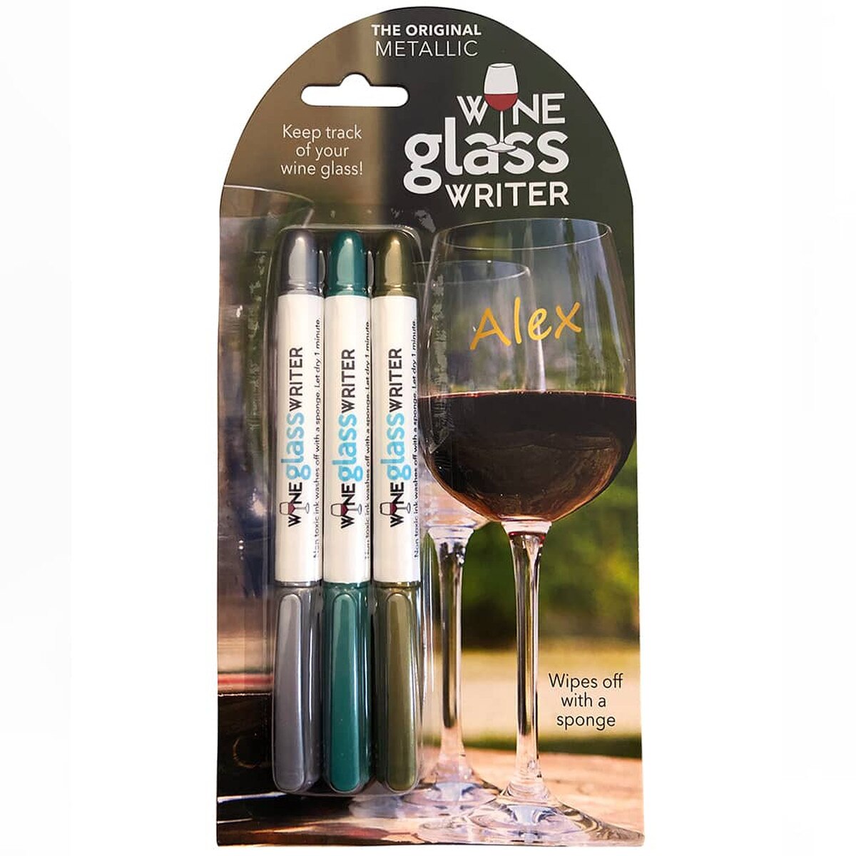 Wine Glass Writer Pens Metallic Set of 3