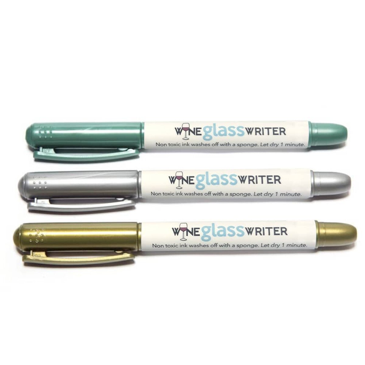 Wine Glass Writer Pens Metallic Set of 3