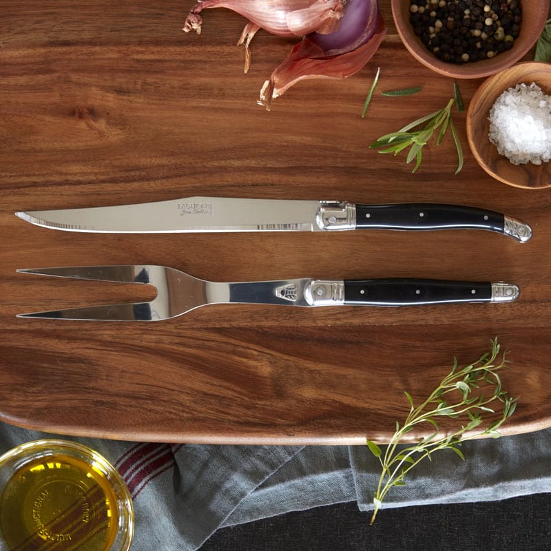 Jean Dubost Laguiole Carving Set with Black Handles