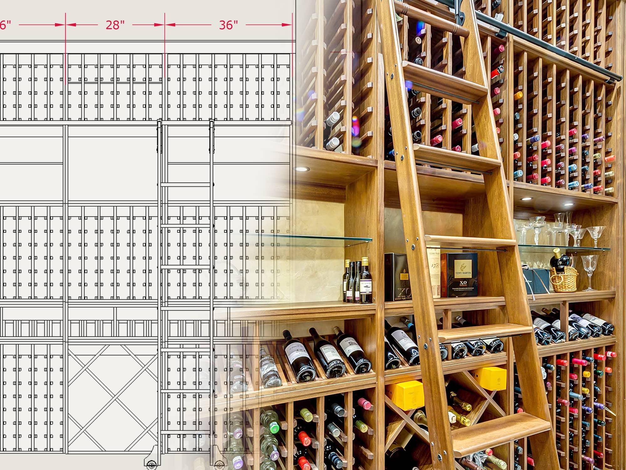 Wine Cellar Drawing Fading Into Cellar Photo
