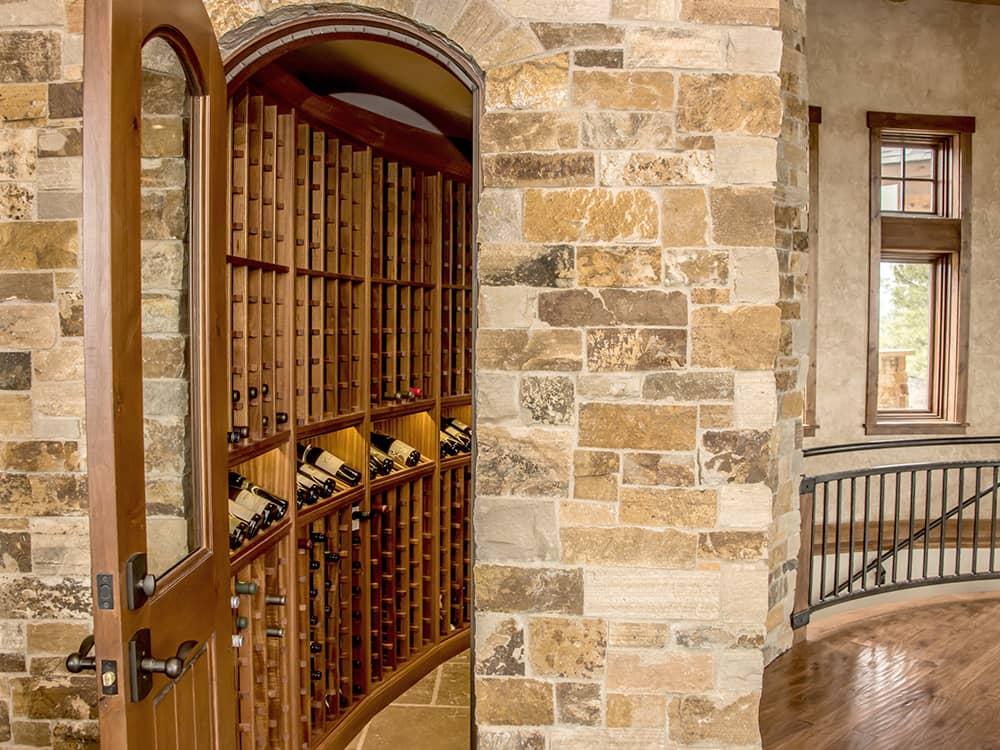 Beautiful Wood Wine Cellar with Display Shelves in Pagosa Springs, Colorado.