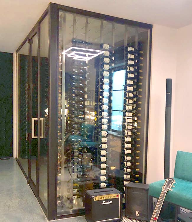 Custom wine cellar Woodside, California.