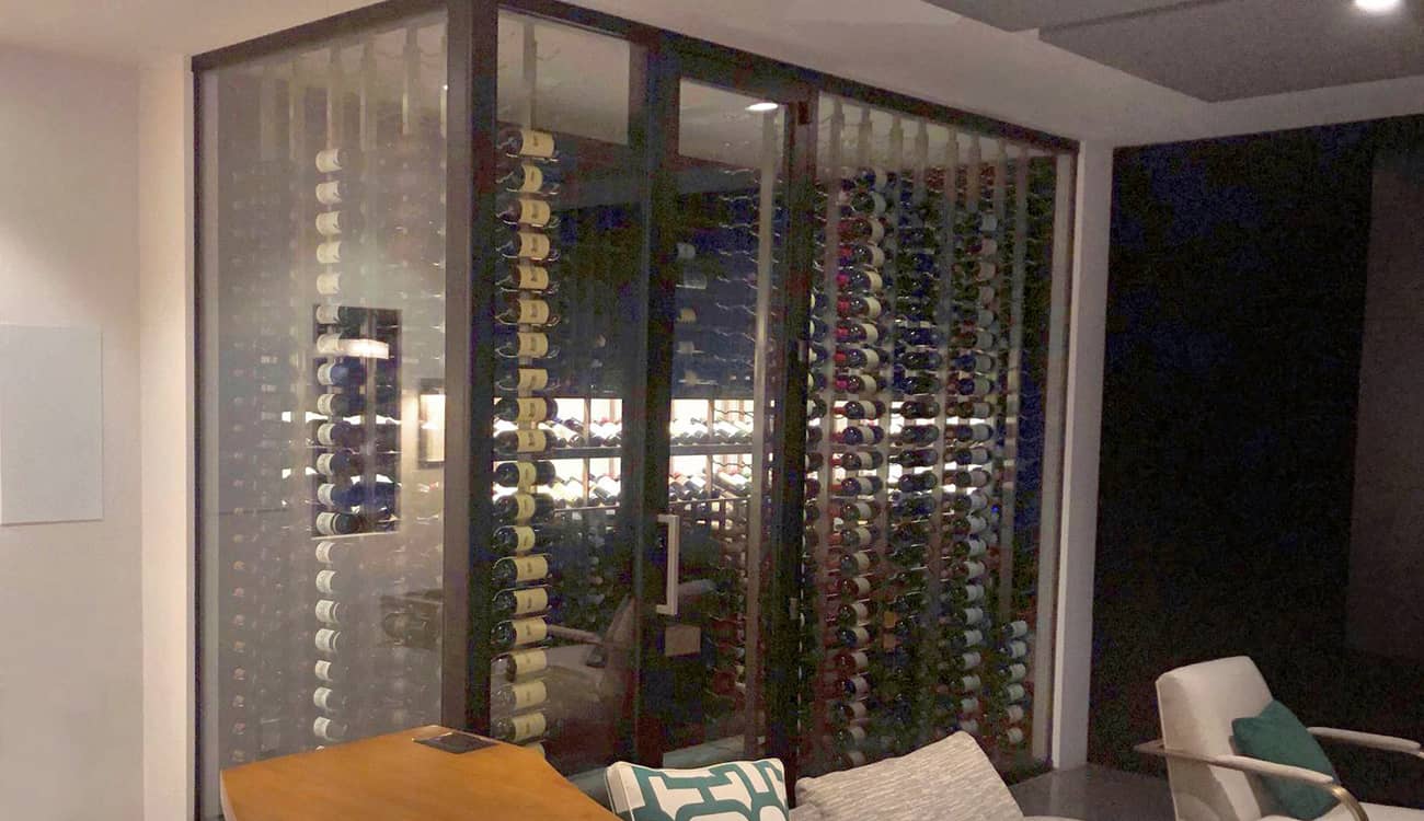 Custom wine cellar Woodside, California.